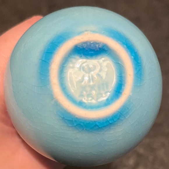 Antique Turquoise Glazed Ceramic Vase, 4" high - Picture 6 of 6